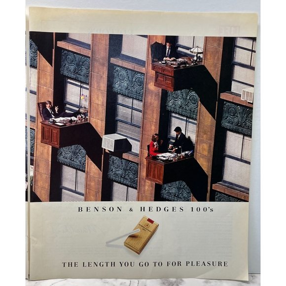Benson & Hedges 100s Cigarettes Print Ad Vintage 1994 Smoke Outside Office 2 Pg - Picture 5 of 6